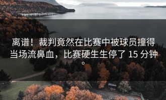 离谱！裁判竟然在比赛中被球员撞得当场流鼻血，比赛硬生生停了 15 分钟。