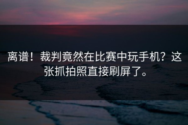 离谱！裁判竟然在比赛中玩手机？这张抓拍照直接刷屏了。