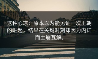 这种心凉：原本以为能见证一次王朝的崛起，结果在关键时刻却因为内讧而土崩瓦解。